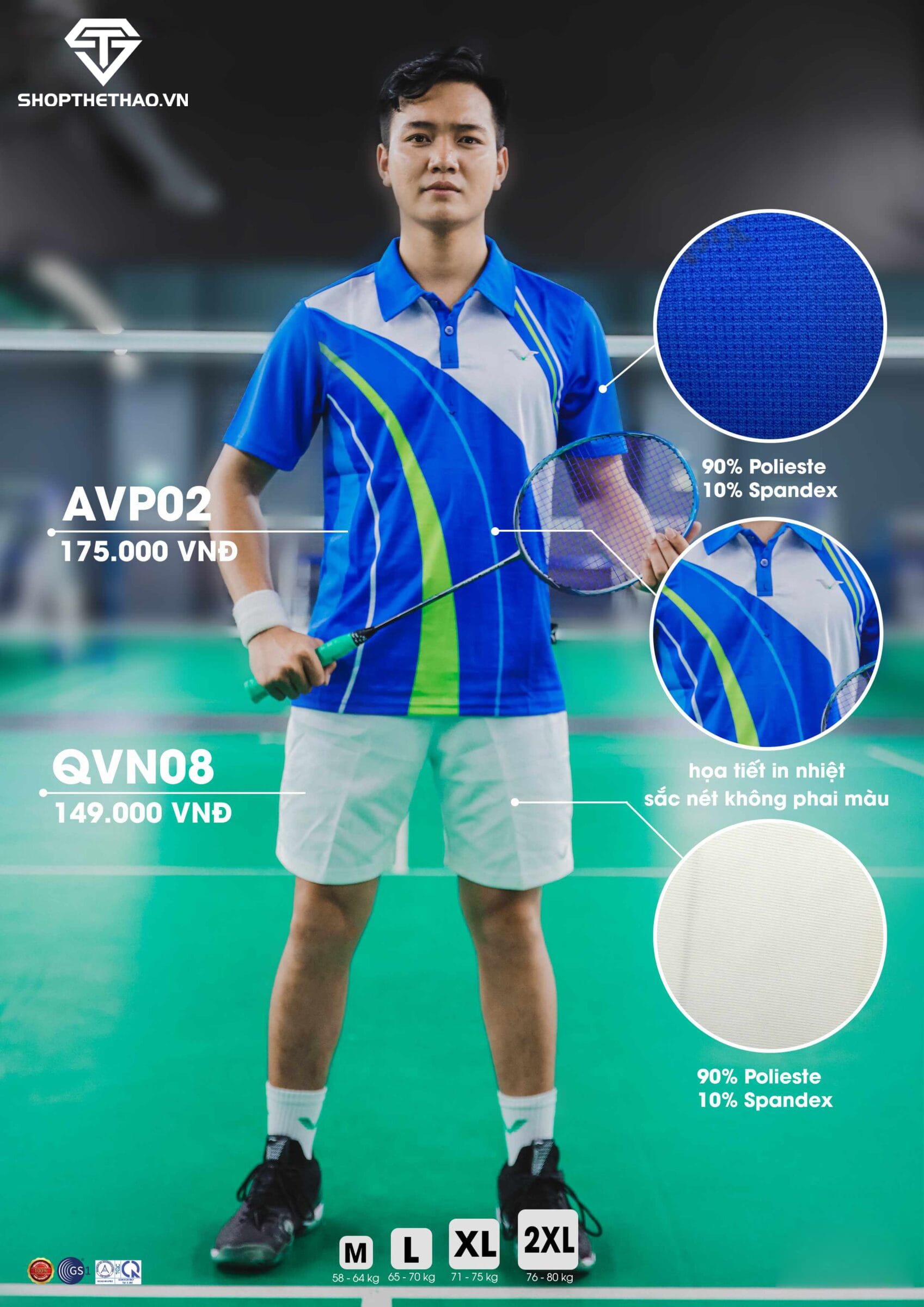 Áo Cầu Lông Thể Thao Nam Nữ Có Cổ AVP02 – Đam Mê Bất Tận 07