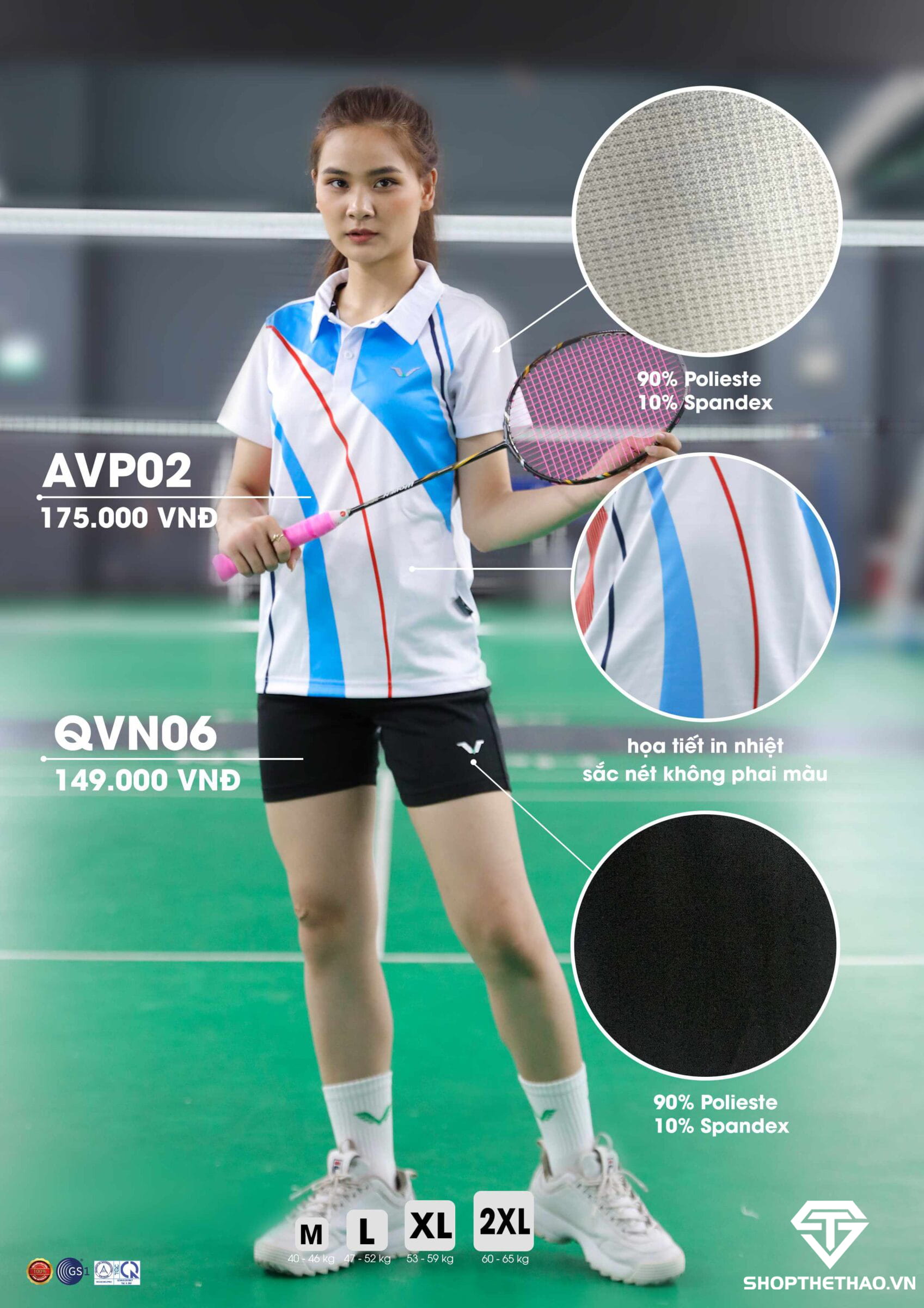 Áo Cầu Lông Thể Thao Nam Nữ Có Cổ AVP02 – Đam Mê Bất Tận 09