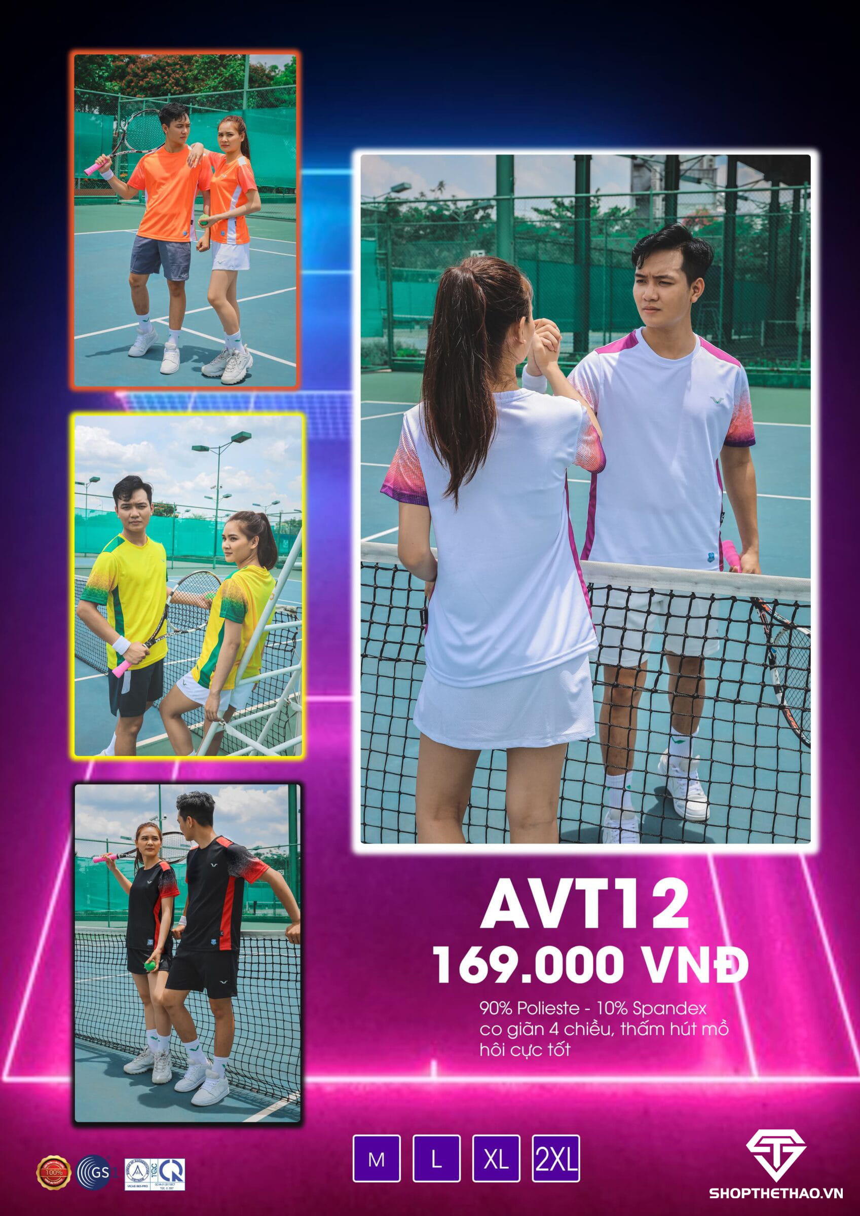 Áo Tennis Nam Nữ AVT12 – Nâng Cao Tinh Thần Thoáng Mát, Co Dãn Tốt 10